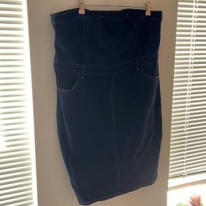 Denim zip up mini dress